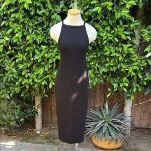 Vince Black Halter Midi Sheath Dress